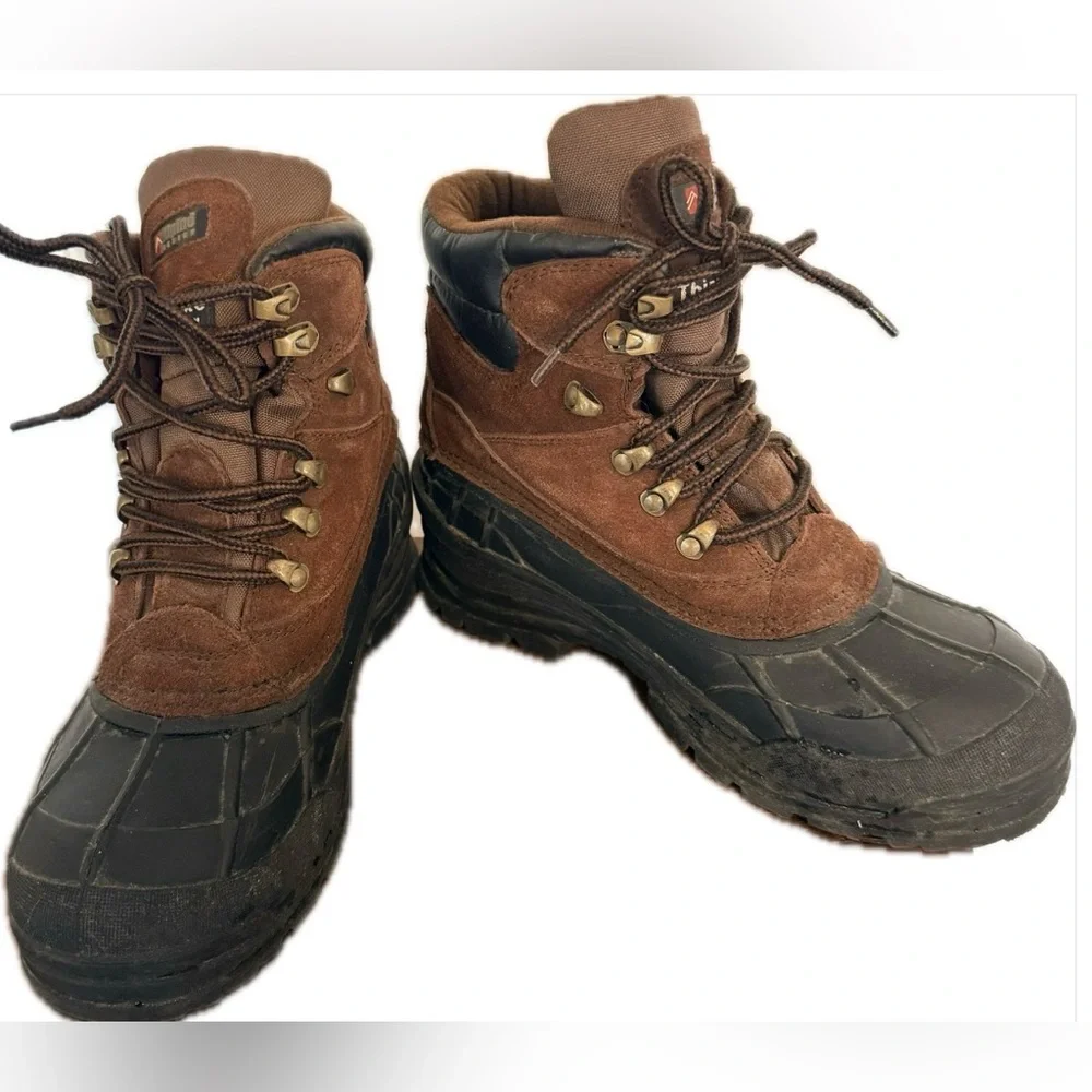 Alpine Design Men's Black Rubber and Brown Suede Waterproof Boots Men’s Size 9